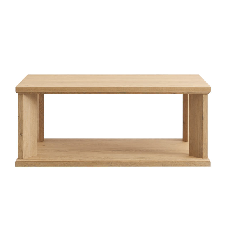 COTEL Coffee Table For Living Room, Modern 2-tier Tea Table With Storage Shelf, Rectangular Center Coffee Table For Home Office, Bedroom, Apartment, 47.3 X 22x 19.3 Inches