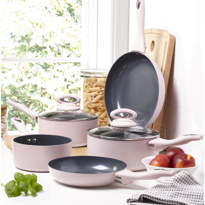 17 Stories Amatallah 5 Piece Aluminium Non Stick Cookware Set, Pink
