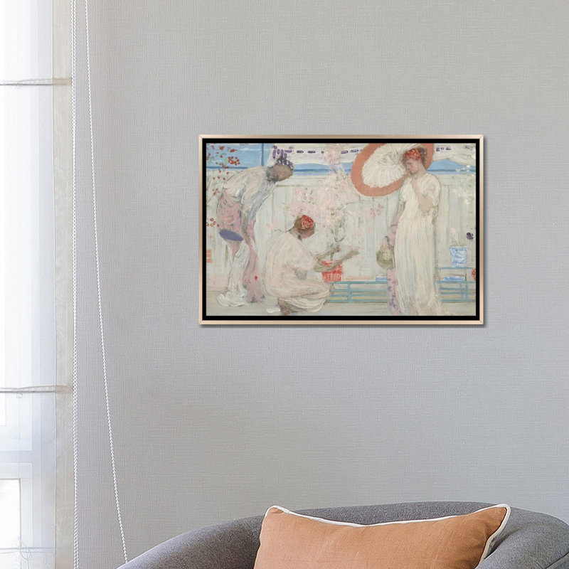 The White Symphony Three Girls - reproduction d'art murale - toile encadrée, 18 po x 26 po, Toile avec cadre, Champagne