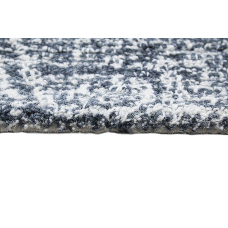 Handmade Teal Wool Tufted Runner Rug 2'6" x 8'