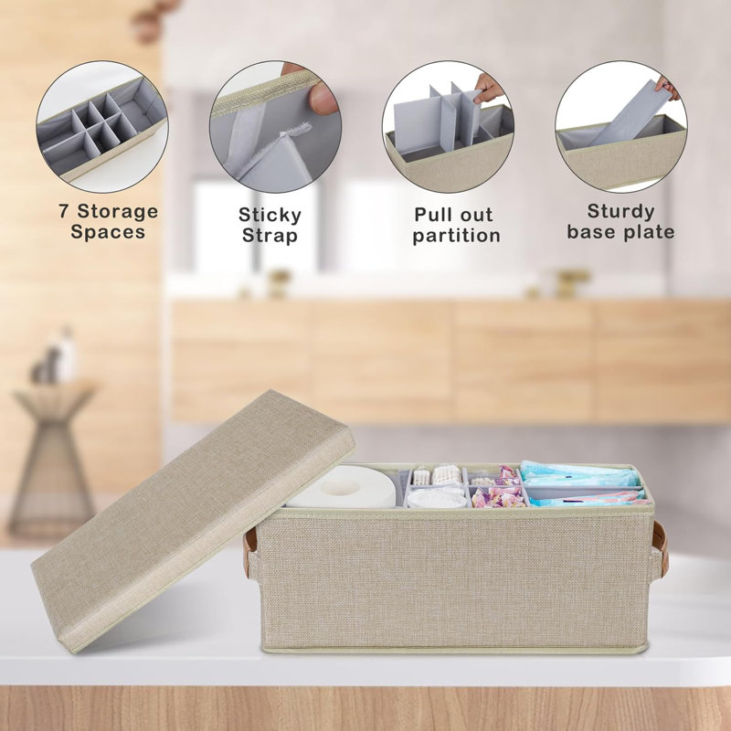 Tampon Holder For Bathroom, Bathroom Storage Containers With Lid, Adjustable Divider Feminine Product Organizer