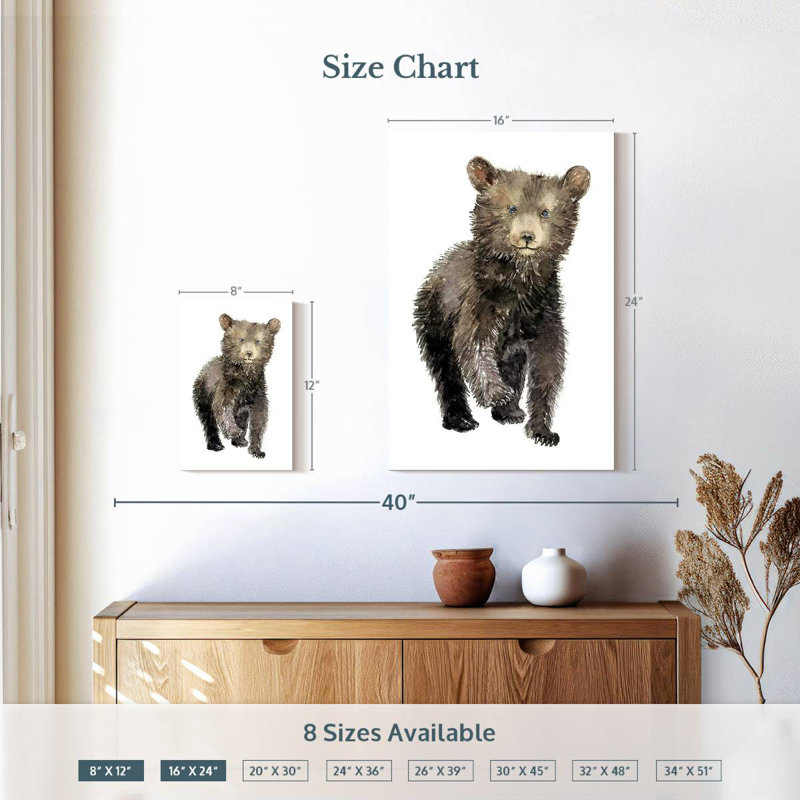Baby Bear Illustration, 12" H x 8" W