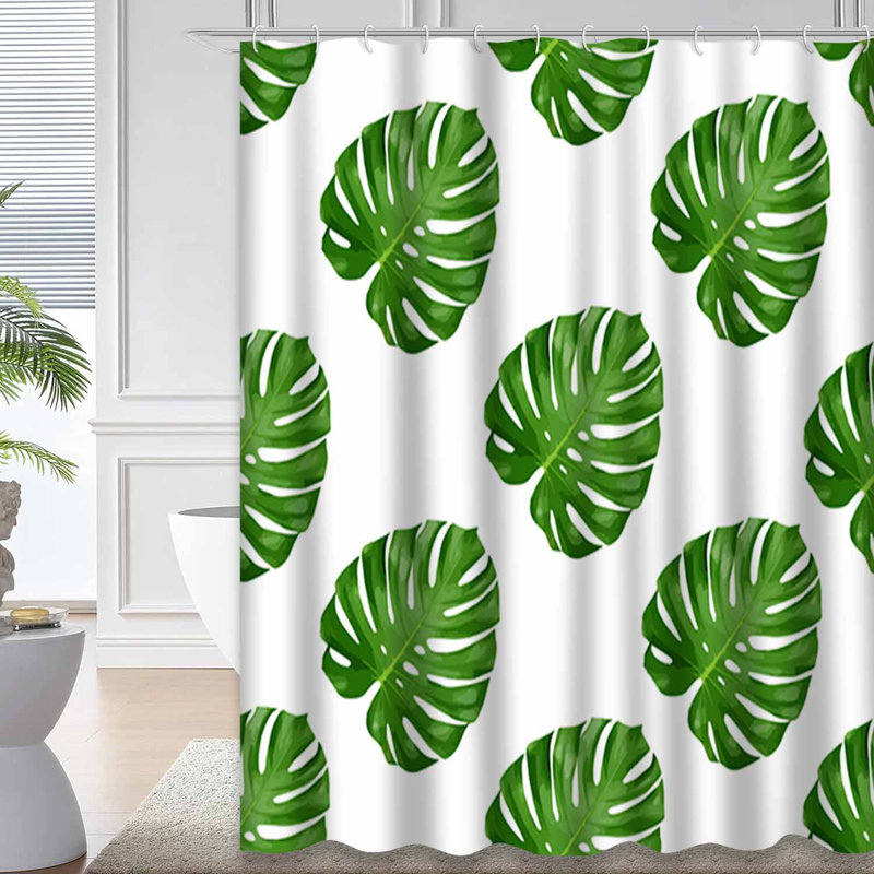 Rideau de douche imperméable avec 12 crochets Monstera Tropics, L 72 po x l 84 po