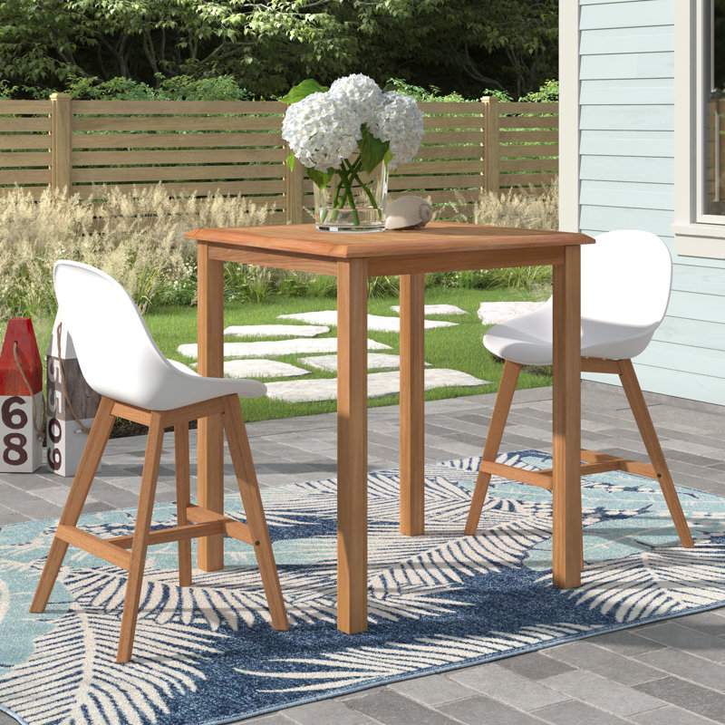 Anautica 2 - Person Wood Patio Dining Set with Square Table
