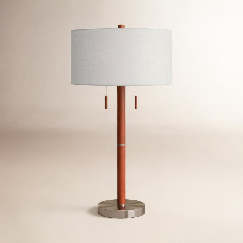 Lampe de table Geno sans chargement USB, Blanc, Acier brossé
