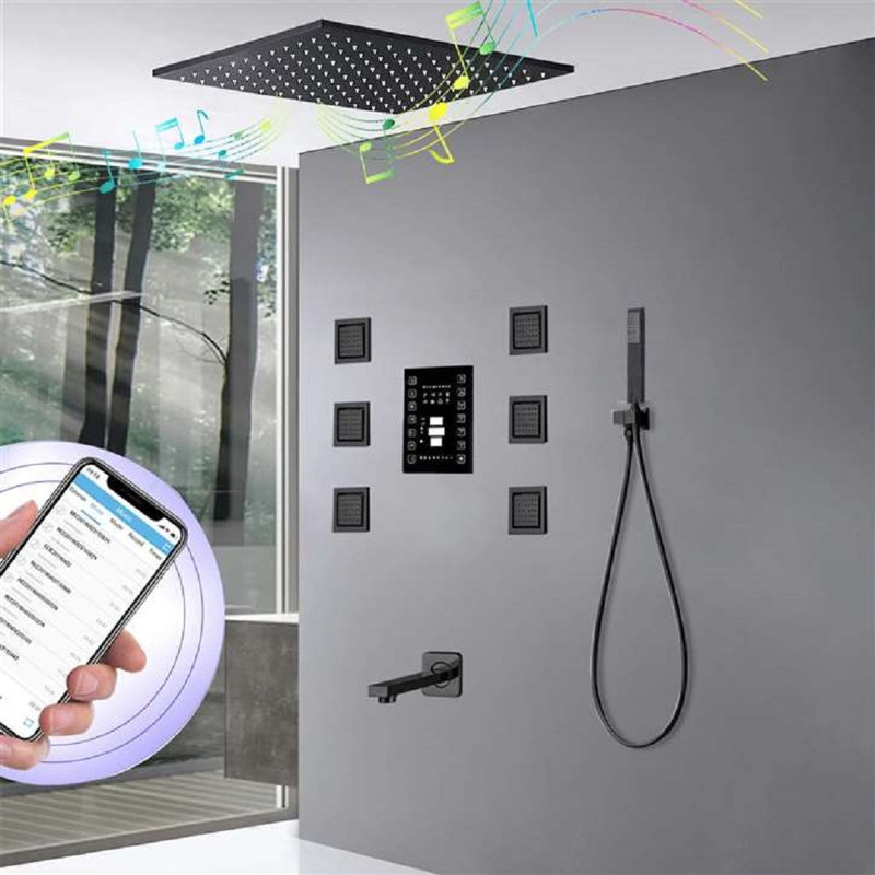 Toulouse Large Ceiling Shower Head with LED Lights Thermostatic Control for Custom Experience