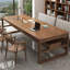 Bureau rectangulaire brun en bois massif avec 3 tiroirs-108647846