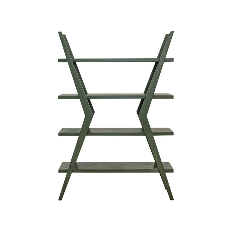 Bibliothèque étagère en X à 4 tablettes Moka, Green