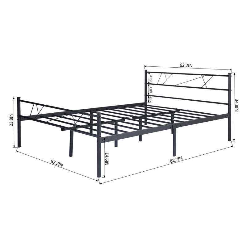 Alanis Metal Bed, Black, 150 x 200 cm