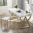 40" Modern White Rectangular Writing Desk With Gold Base