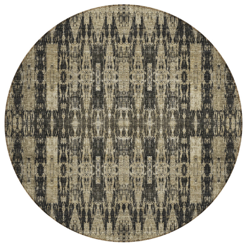 Tapis rond 8 po taupe et beige