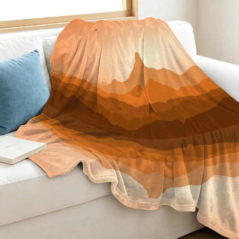 Jeté en flanelle transparente molletonnée en flanelle, à motif de montagnes avec impression d'un côté Lake, Throw 40" x 50"