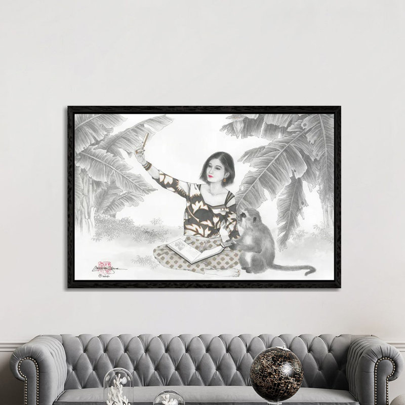 Monkey BFF - Painting on Canvas, Black Framed, 152.5 cm H x 101.5 cm W