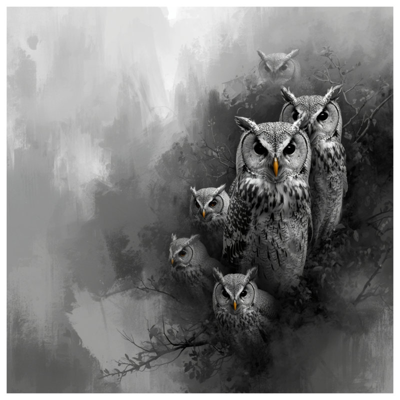 Rideaux de douche Group Of Owls, 70in W x 72in H