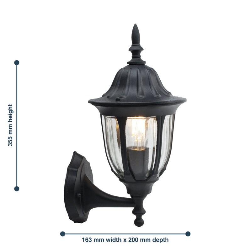 Adalyna 35.5cm H Outdoor Armed Sconce, Black/Clear