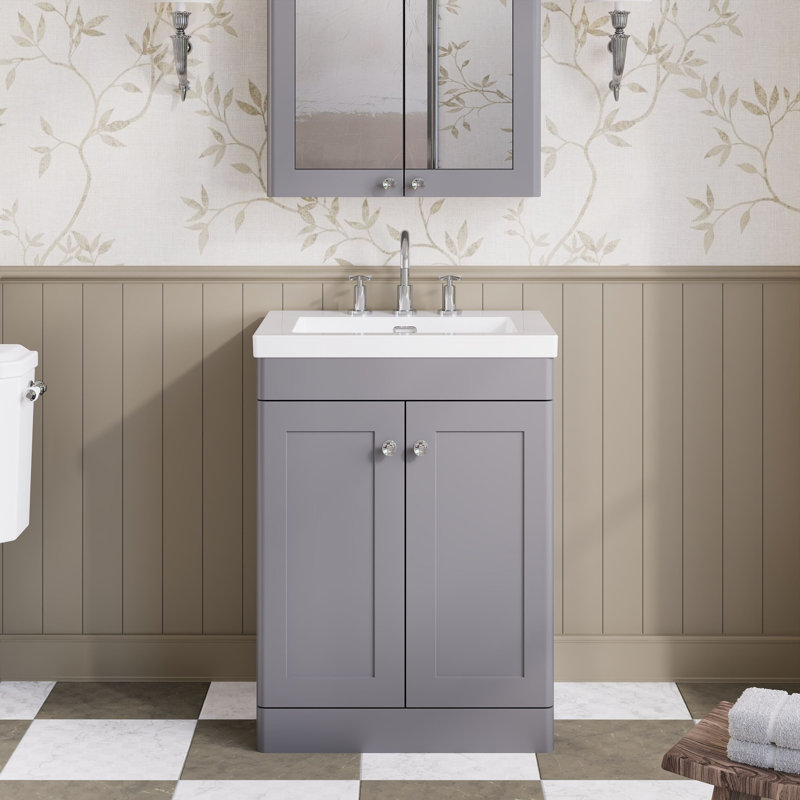 Classique Bathroom Vanity, Satin Grey, 61.3 cm W