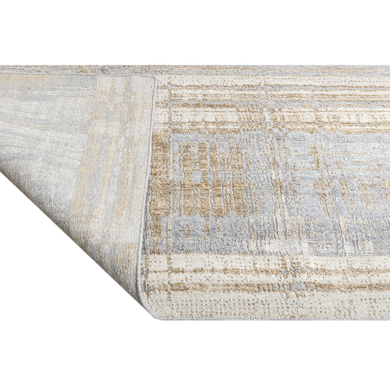 Hand Knotted Abstract Area Rug in Gray/Beige/Taupe, Rectangle 5' x 8'