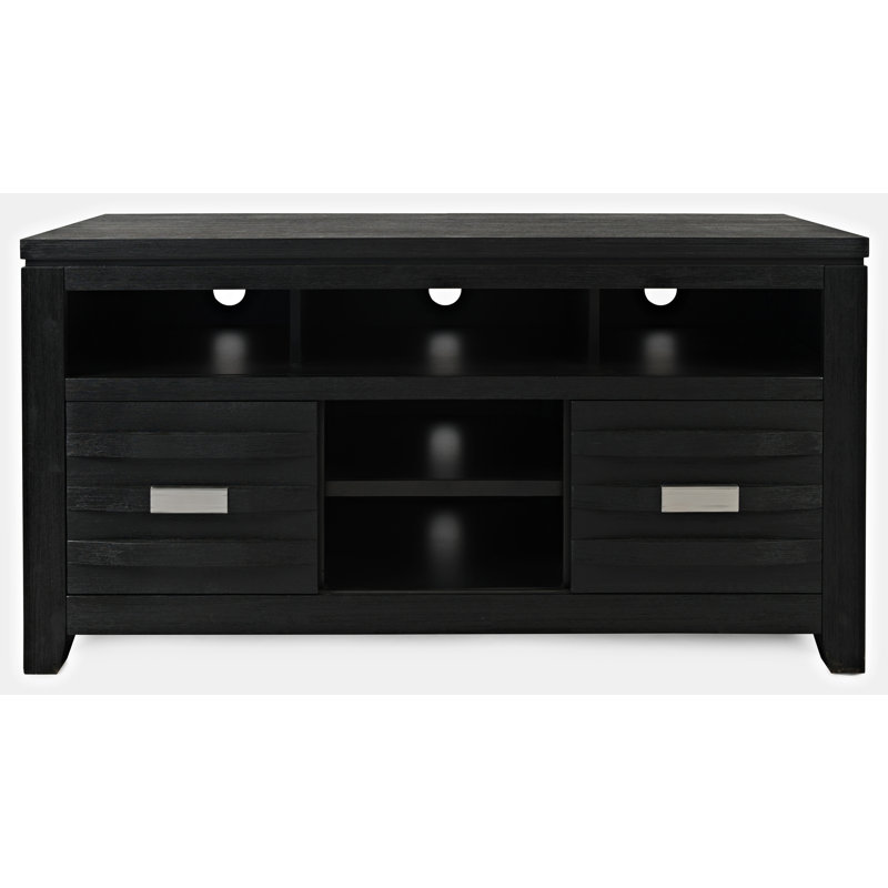Meuble télé pour téléviseur de 78 po ou moins Cathye, Gris anthracite foncé, H 26 po x L 60 po x l 18 po