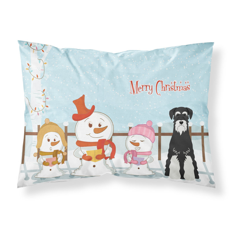 Taie d'oreiller Merry Christmas Merry Christmas, Schnauzer moyen poivre et sel et choristes