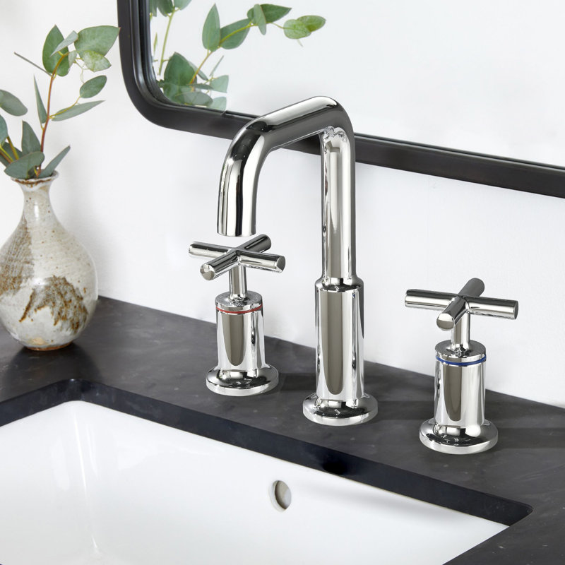 8" Solid Brass Widespread Bathroom Sink Faucet Double Handle Bathroom Faucet Primast, Chrome