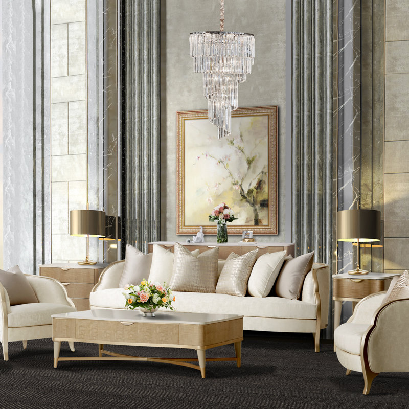 12 - Light Stainless Steel Dimmable Tiered Chandelier