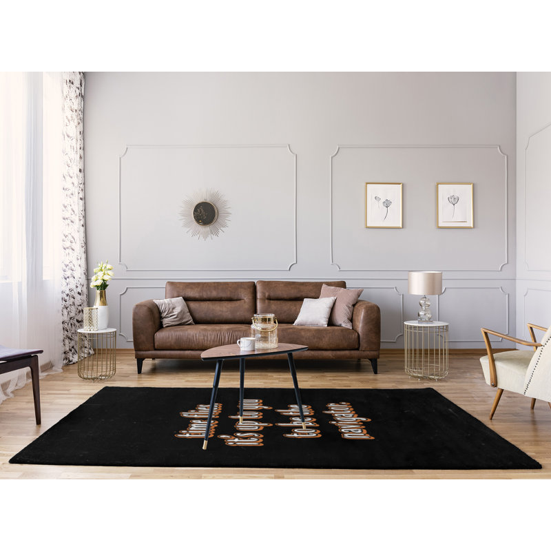 Tapis en chenille de polyester style Quotes, Rectangle 9 pi x 12 pi