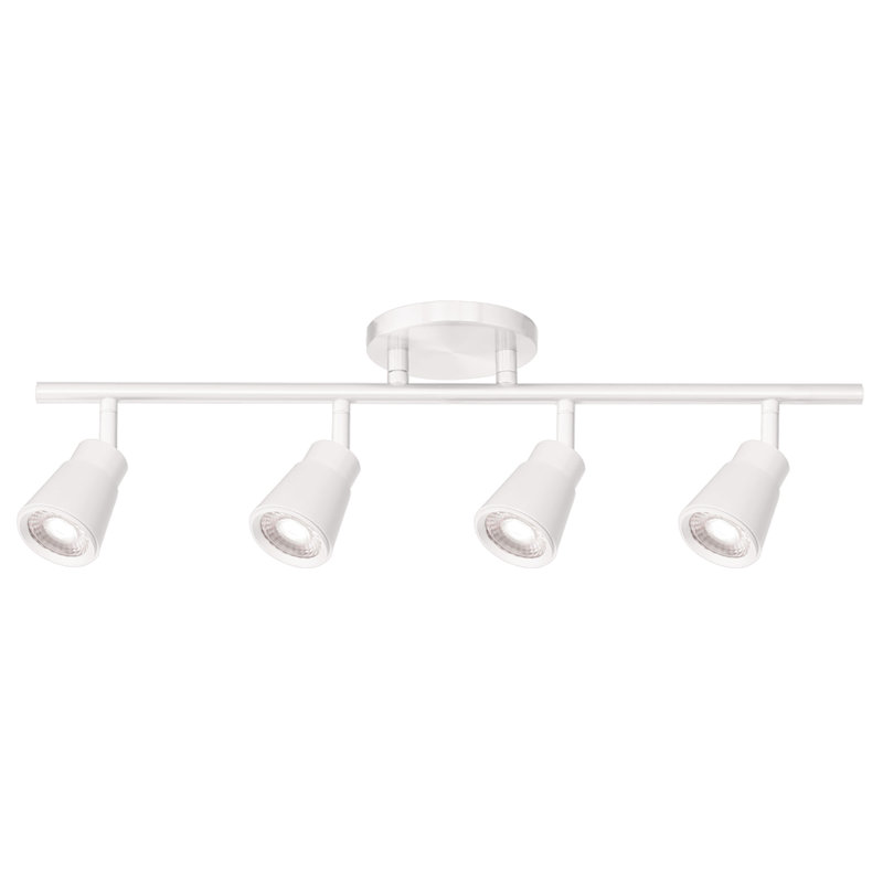 Ensemble de rail de plafond fixe 4 lumières 30 pouces Solo avec rail à intensité variable et tête réglable Solo, Blanc