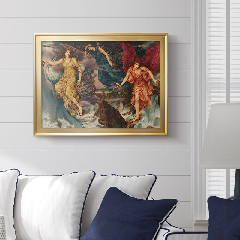 The Storm Spirits-Evelyn De Morgan-galerie-1900, 18,5 x 24,5, Toile avec cadre, Doré