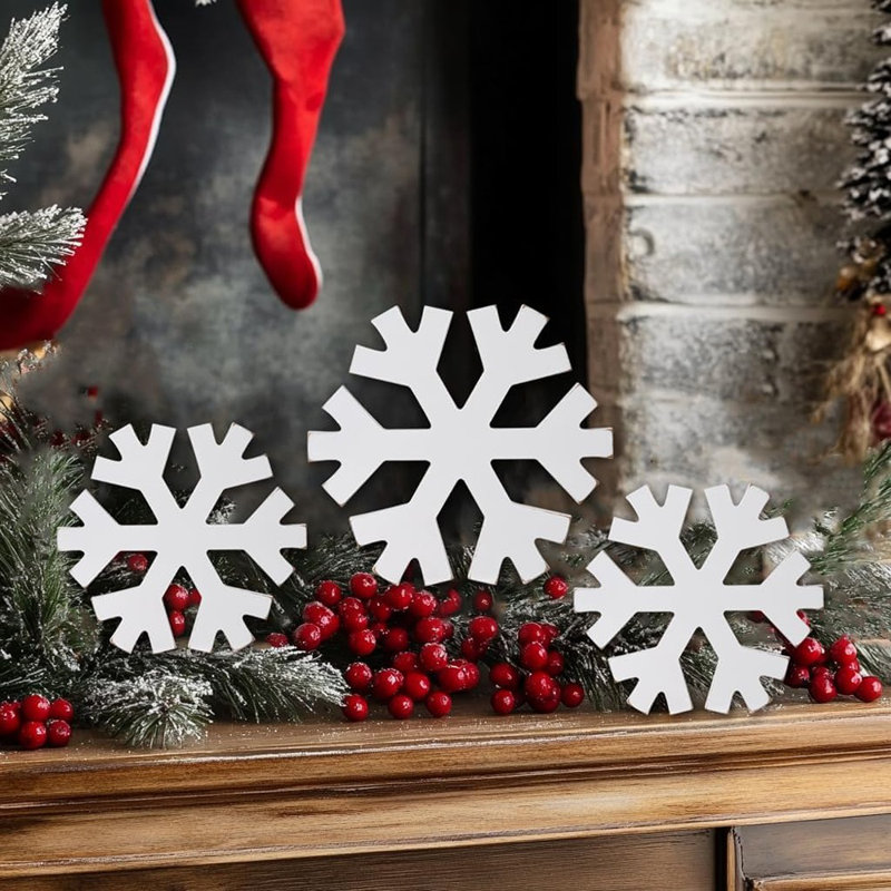 Décoration de Noël flocon de neige - blanc - bois / style maison de campagne / décoration d'hiver et rustique