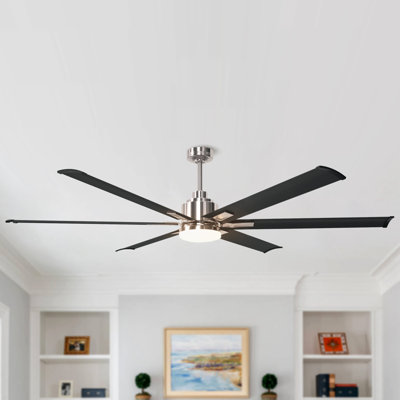 Brillion 72" 6-speed Reversible Ceiling Fan with Dimmable LED Lights and Remote Control