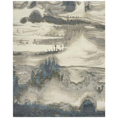 Tapis beige et gris noué à la main de haute qualité