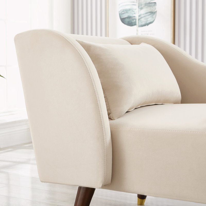 Banc rembourré en velours, Beige