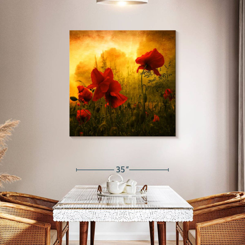 Harnek Red Poppies At Sunset, 39" H x 39" W