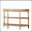 Console en bois fabriquée à la main avec garniture tissée à la main, tablettes de rangement à 3 niveaux, table d'entrée ovale avec pieds sculptés, table d'appoint rustique Coastal Farmhouse, table de canapé d'entrée de 49 pouces