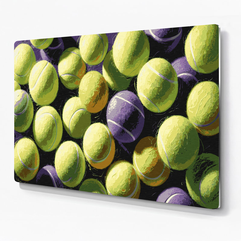 Art mural en métal balles de tennis, H 11 po x l 14 po