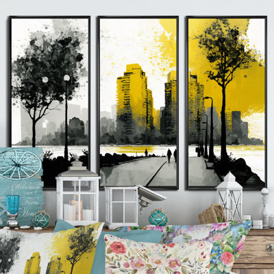 " Person Walking Into Vancouver City II " 3 Piece Art Mixed Media Print
