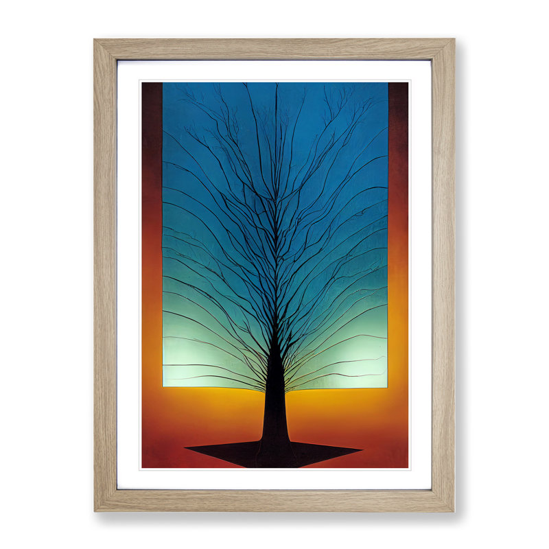 Abstract Tree No.2 - Single Picture Frame Print, 46cm H x 34cm W x 2cm D, Oak Framed