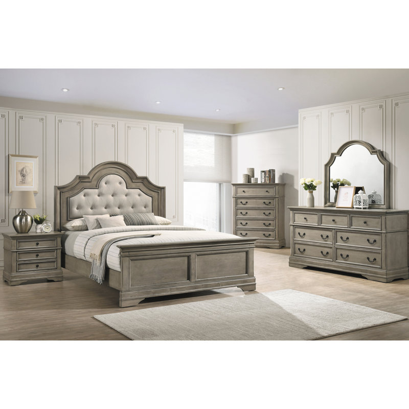 Ensemble de chambre à coucher 5 pièces en blé et beige Collingsworth, Grand