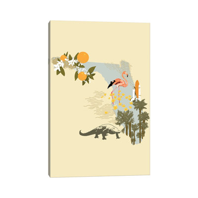 Illustrated State-Florida by Jacob Green - Wrapped Canvas Print