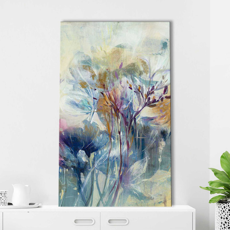 «Meadow Safran II» par K.Nari - Peinture, Toile tendue, H 60 po x l 36 po x P 1,5 po