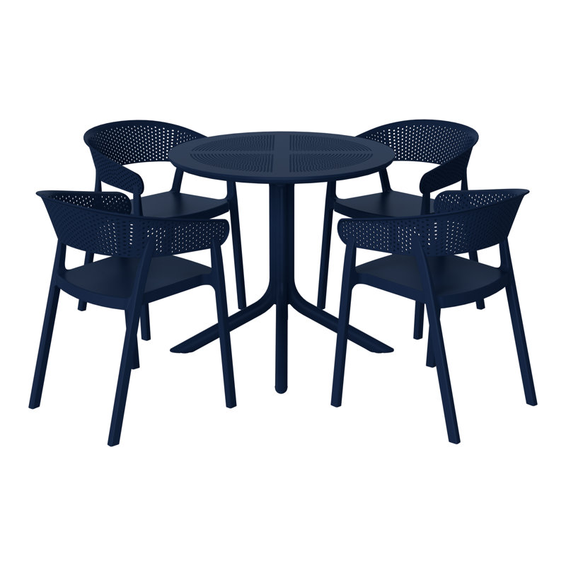 4-Person Outdoor Round Dining Set, Navy