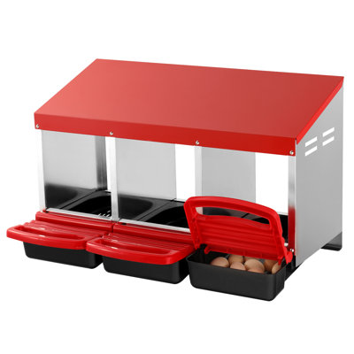 3-Compartment Chicken Nest Box Mental Box with Inclined Nesting Boxes