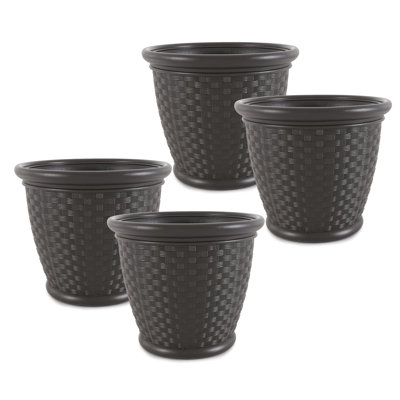 Jardinière décorative en résine tressée 22 pouces Suncast Sonora, Java (paquet de 2)
