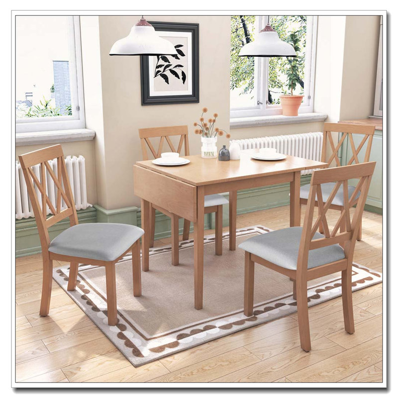 Ensemble de table de salle à manger pour petits espaces, 5, Naturel