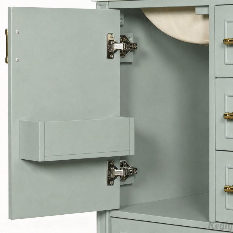 Meuble-lavabo moderne de 61 cm avec lavabo en céramique, Vert