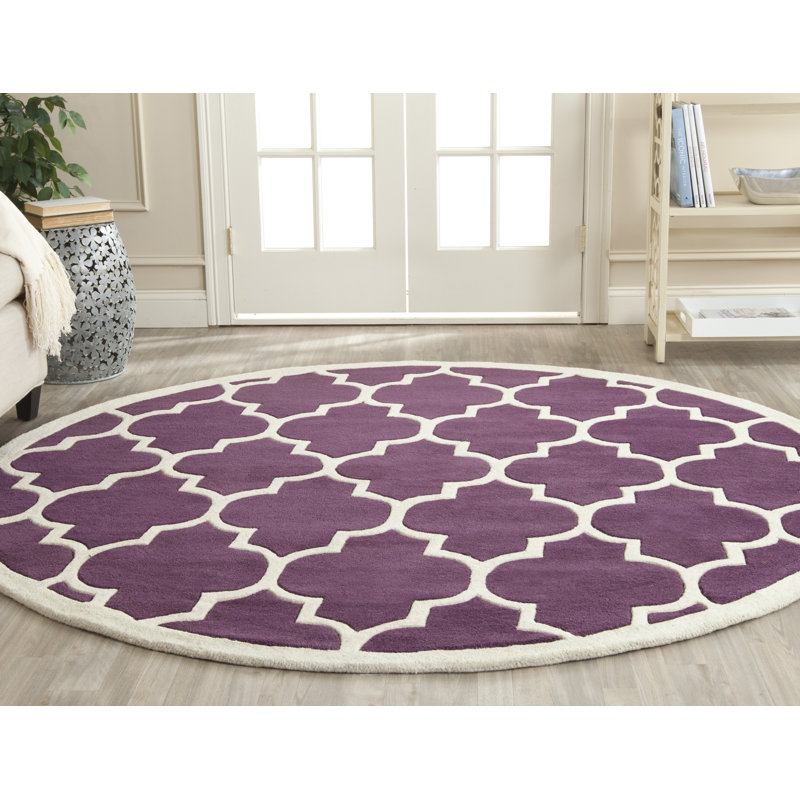 Carolene Hand Tufted Wool Geometric Rug, Round 7'