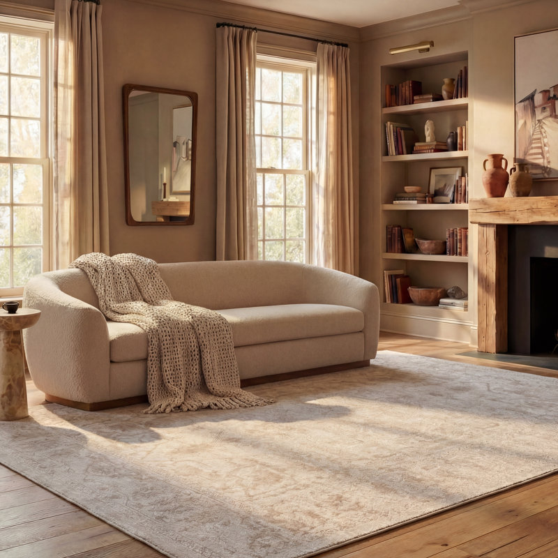 Calidia Oriental Cream/Ivory Area Rug, Rectangle 8' x 10'