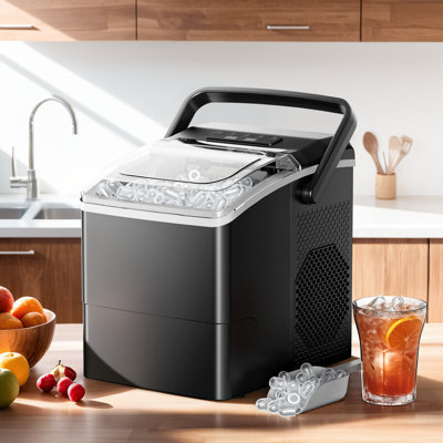 26 Lbs 2 sizes of bullet ice Maker, Camping and Party Ice Maker with Handle,  Kitchen Portable Ice Maker Machine with Self-Cleaning
