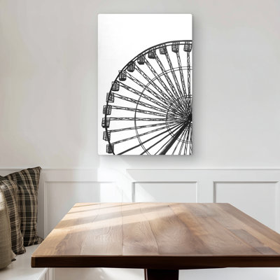 Monochrome Ferris Wheel - Metal Print for Home Decor