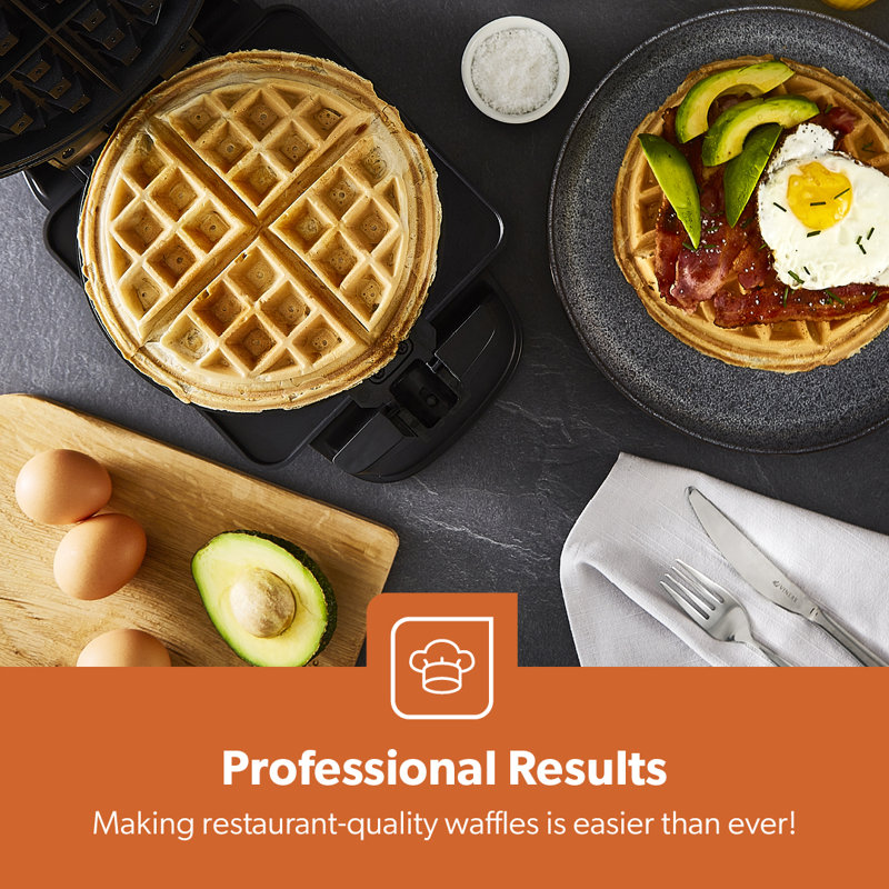 GEEPAS 1000W Rotating Belgian Waffle Maker, Cooks up to 4 Waffles